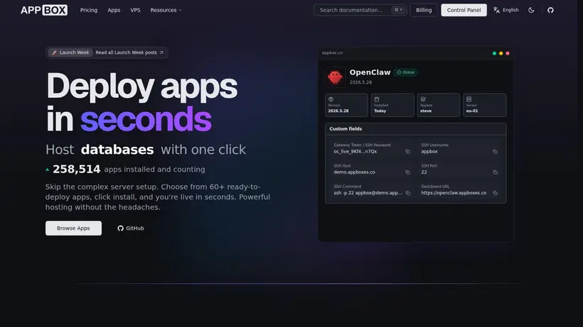 Appbox homepage screenshot