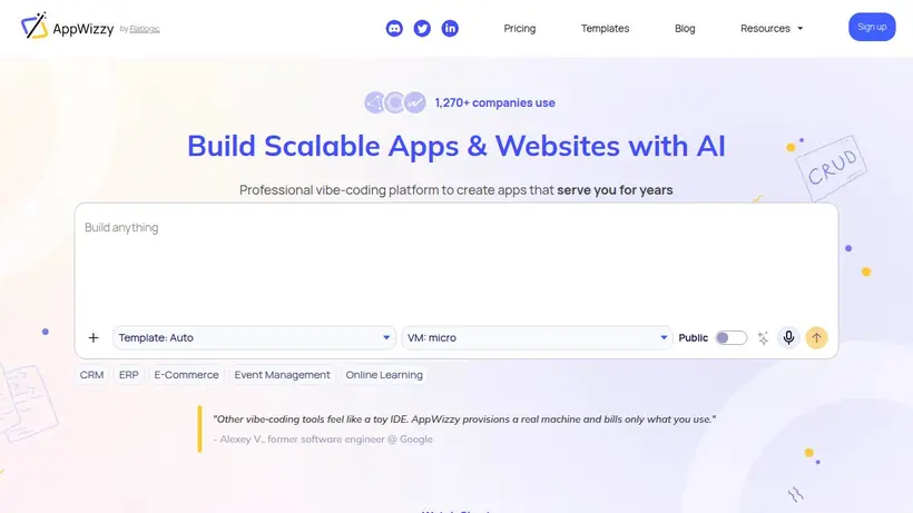 AppWizzy homepage screenshot