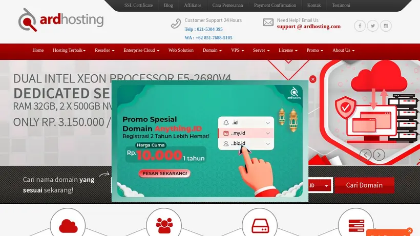 ARDHosting homepage screenshot