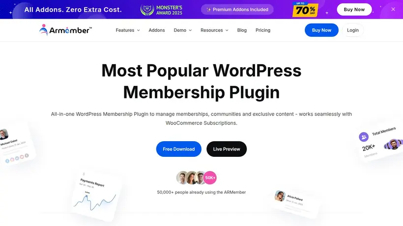 Armember Plugin homepage screenshot