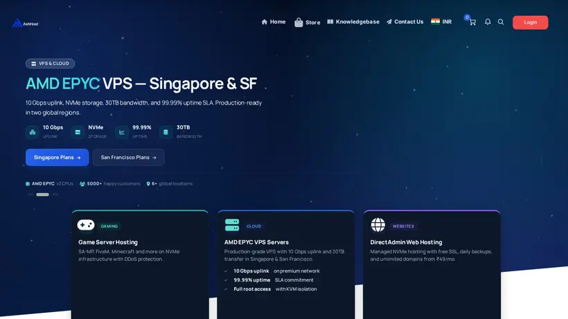 AshHost homepage screenshot