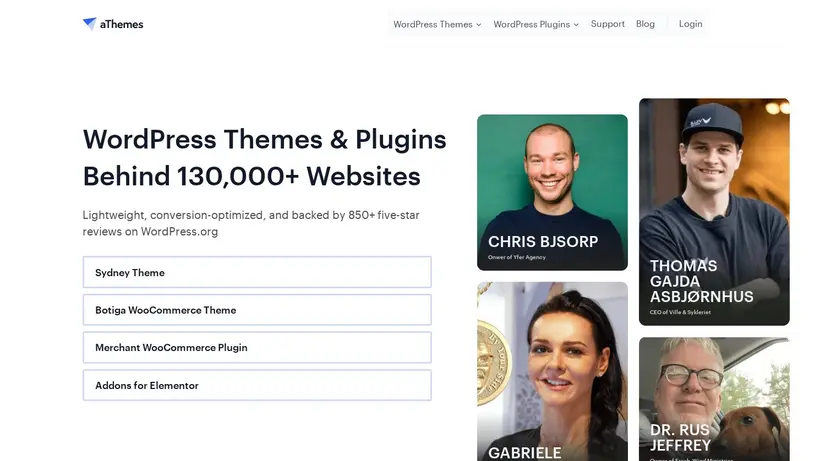 aThemes homepage screenshot