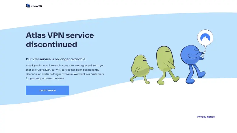 Atlas VPN homepage screenshot