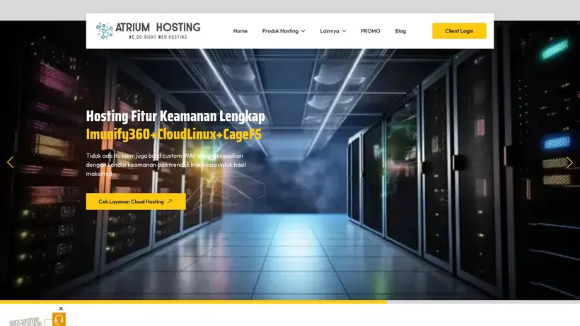 AtriumHosting homepage screenshot