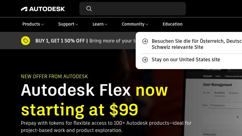 Autodesk homepage screenshot