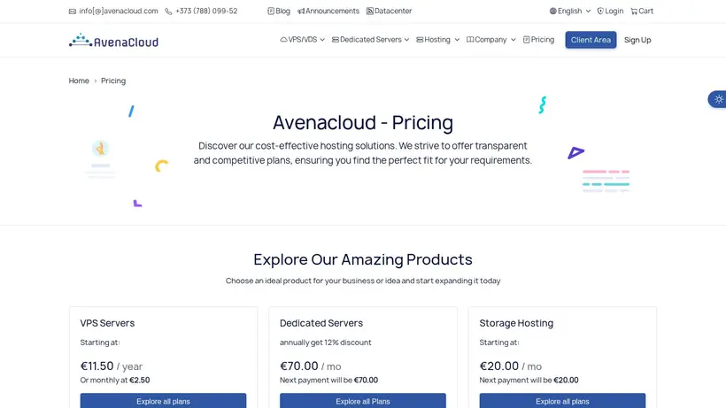 AvenaCloud homepage screenshot