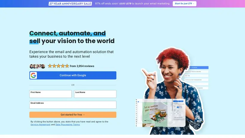 Aweber homepage screenshot