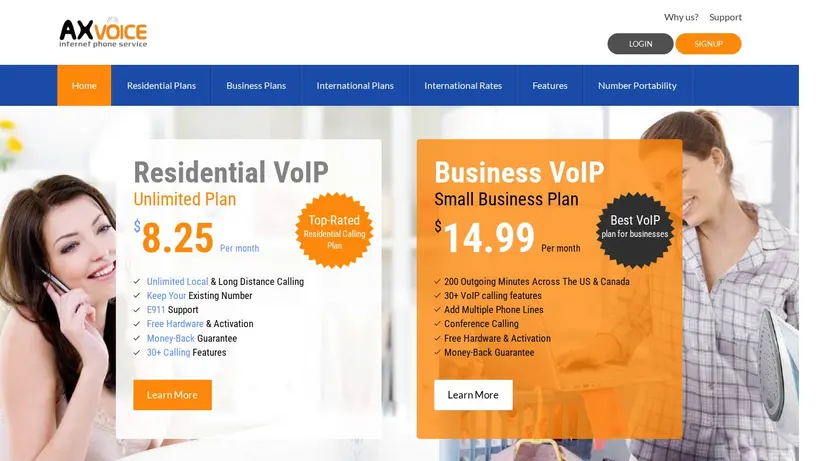 Axvoice homepage screenshot