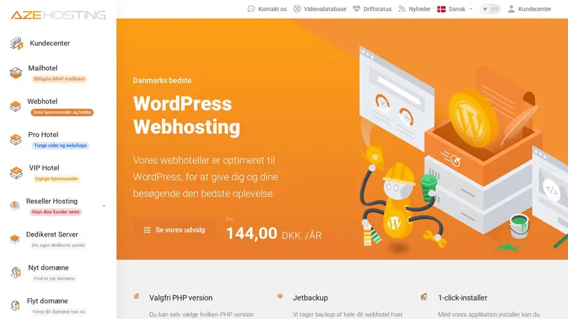 AzeHosting homepage screenshot
