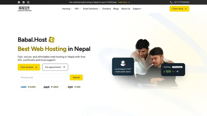 Babal.host homepage screenshot