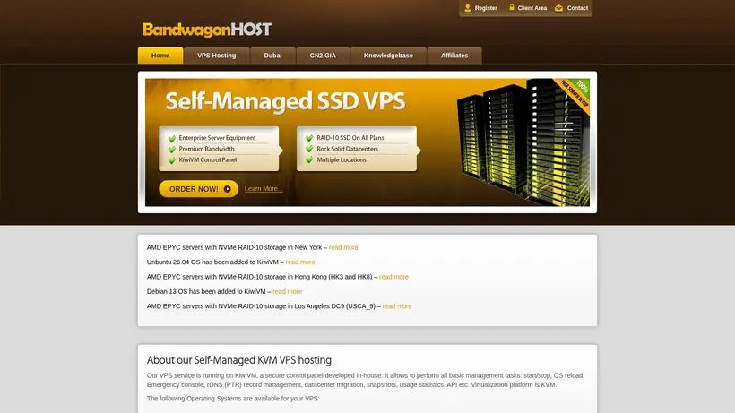 BandwagonHost homepage screenshot