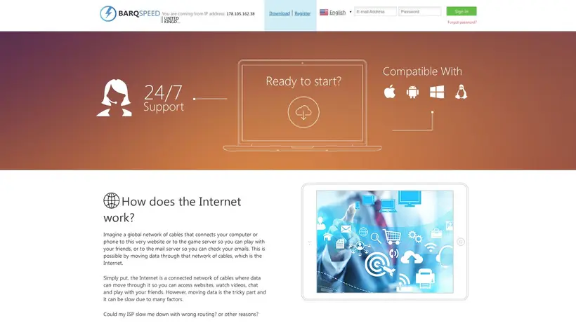 Barqspeed homepage screenshot