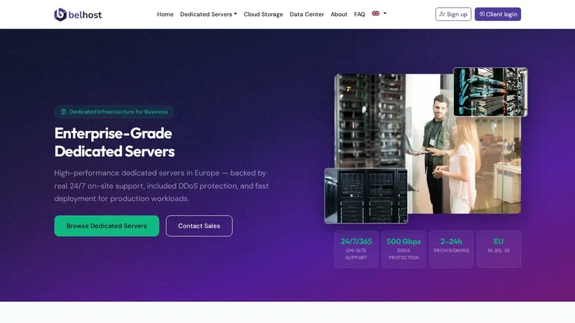 Belhost homepage screenshot