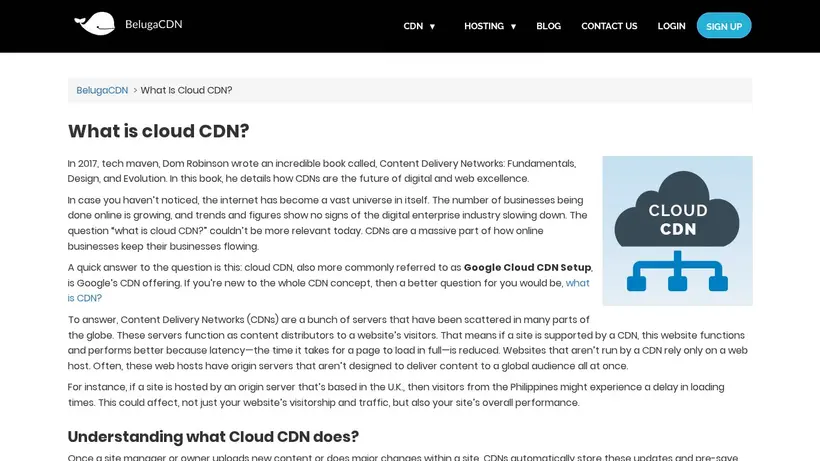 Beluga CDN homepage screenshot