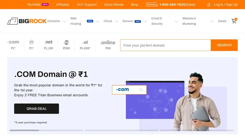 BigRock.in homepage screenshot
