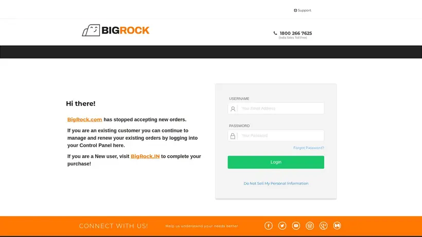 BigRock homepage screenshot
