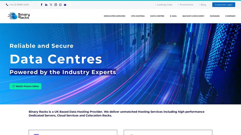 Binary Racks homepage screenshot