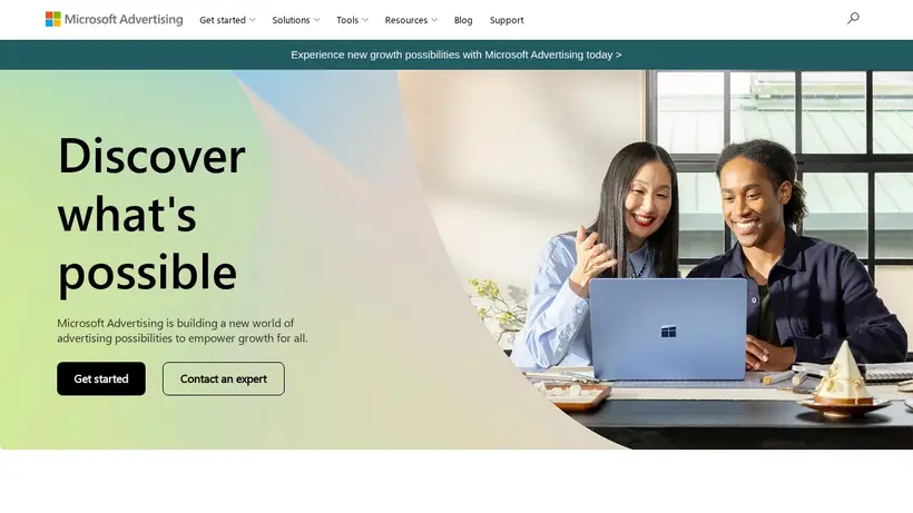 BingAds homepage screenshot