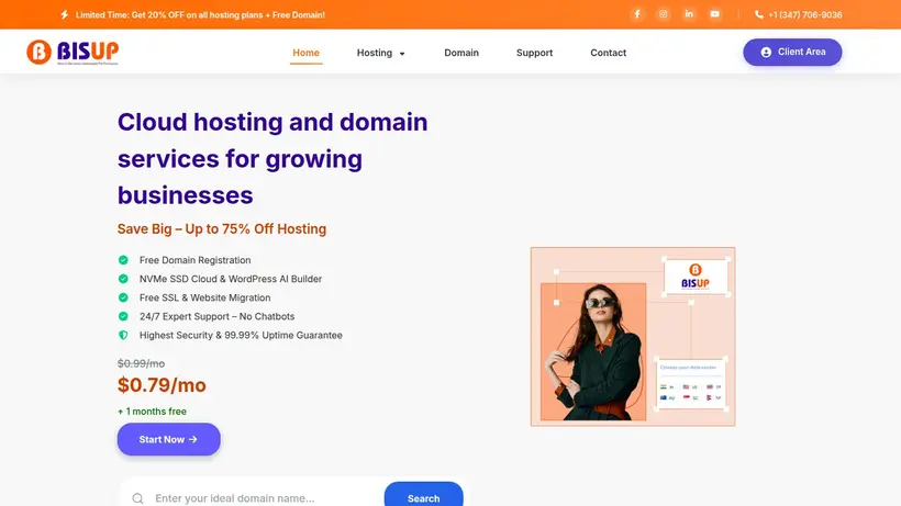 Bisup homepage screenshot