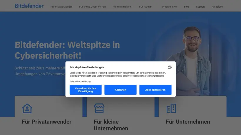 Bitdefender homepage screenshot