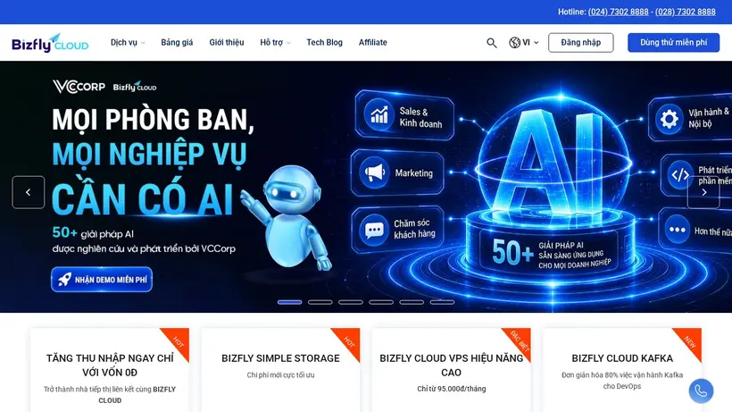BizFlyCloud homepage screenshot