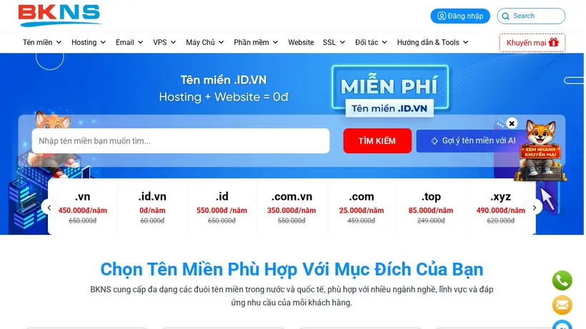 Bkns.vn homepage screenshot