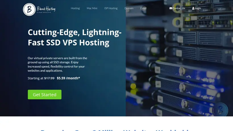 Blend Hosting homepage screenshot