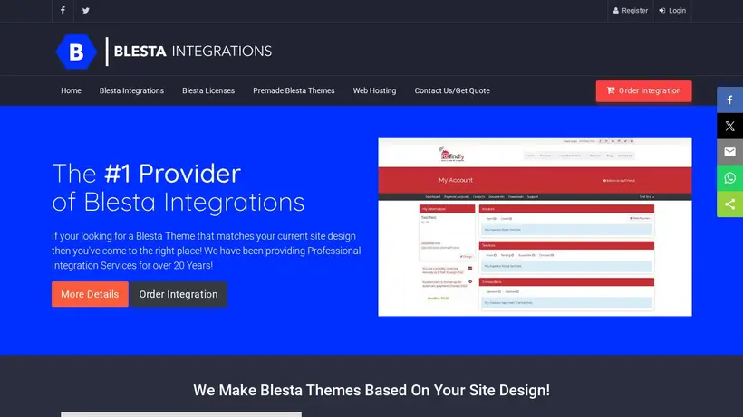 BlestaIntegrations homepage screenshot