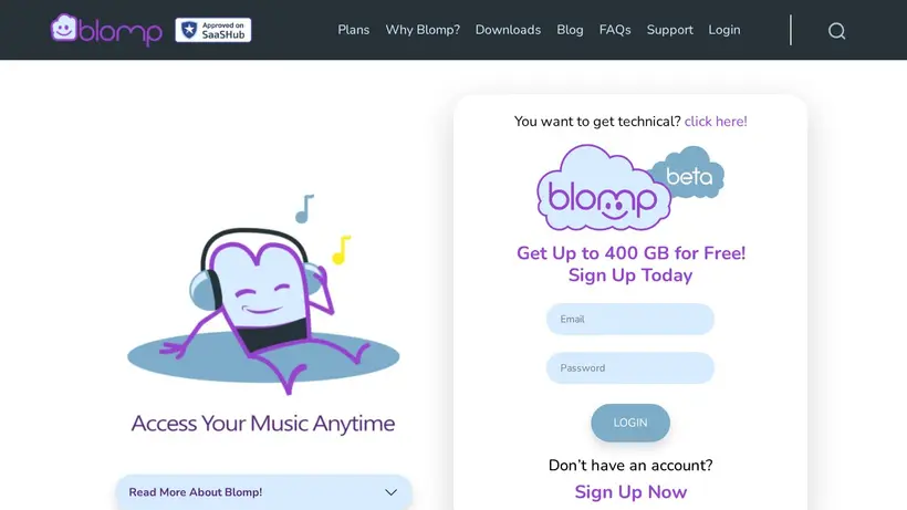 Blomp homepage screenshot