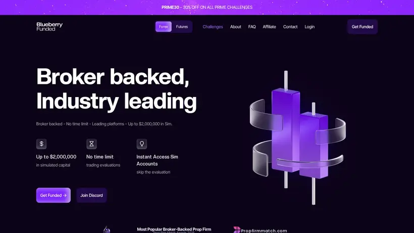 BlueberryFunded homepage screenshot