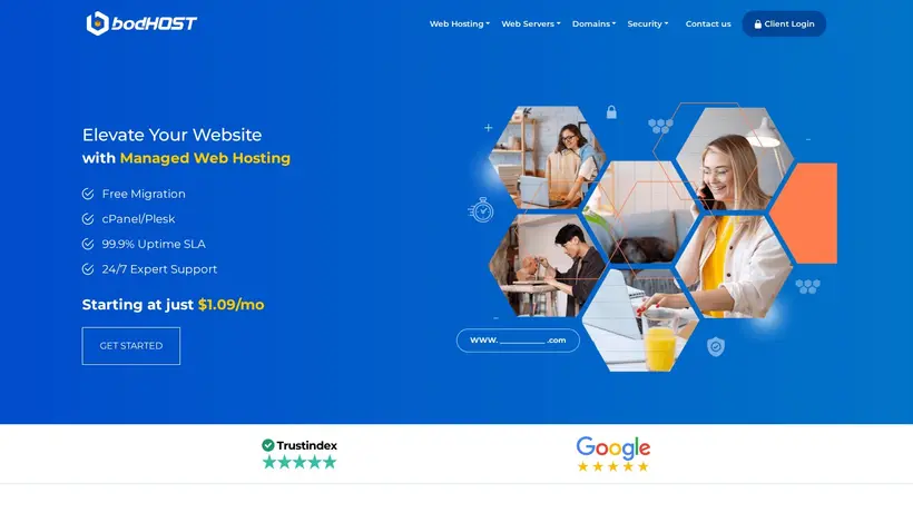 Bodhost homepage screenshot