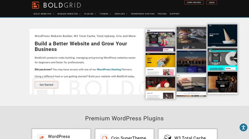 Boldgrid homepage screenshot
