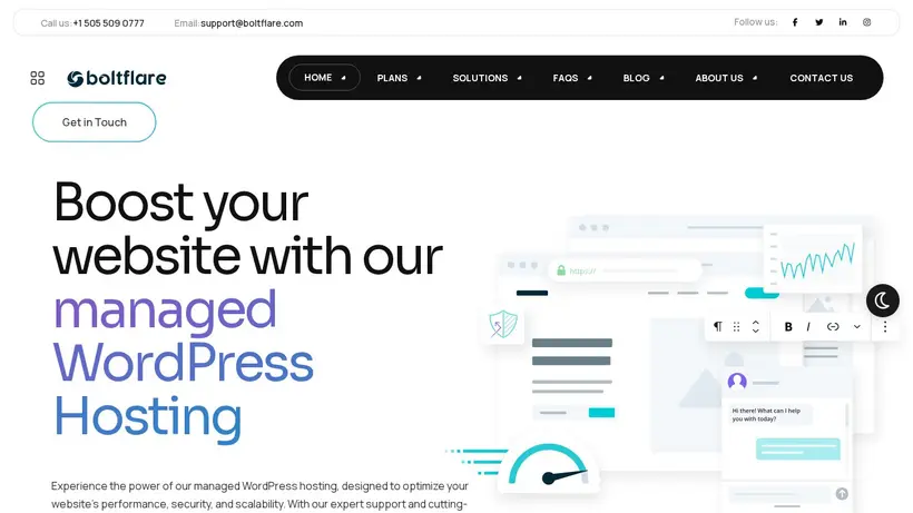 Bolt Flare homepage screenshot