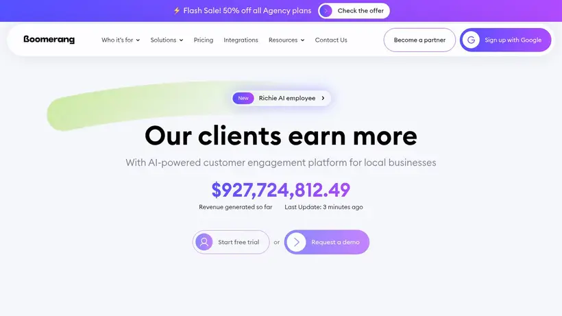 Boomerangme homepage screenshot