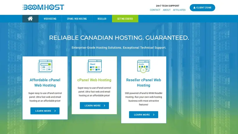 BoomHost homepage screenshot