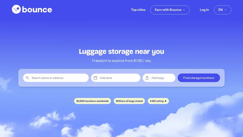 Bounce homepage screenshot