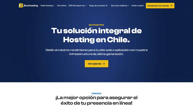 Box Hosting homepage screenshot