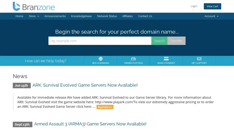 BranZone homepage screenshot