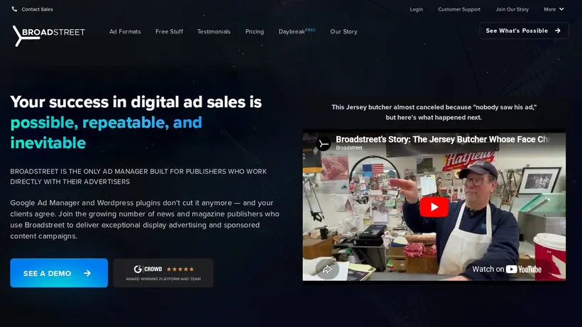 BroadstreetAds homepage screenshot