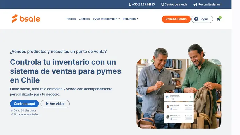 Bsale homepage screenshot