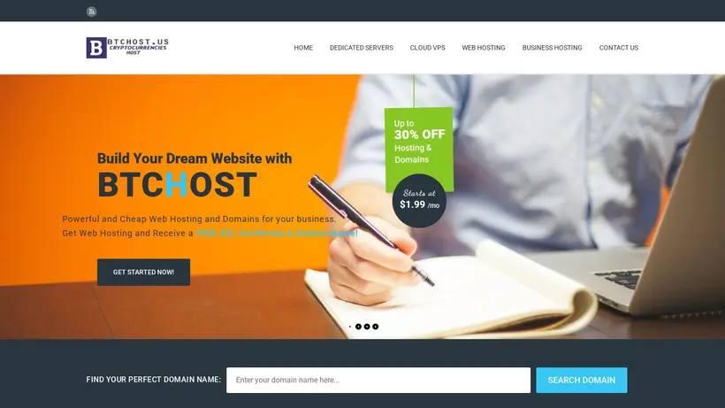 BTCHost.us homepage screenshot