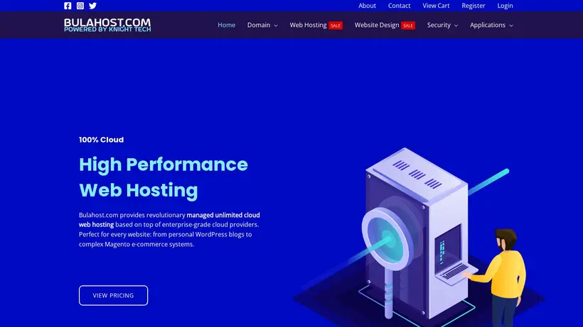 BulaHost homepage screenshot