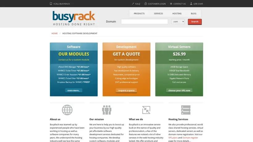 BusyRack homepage screenshot