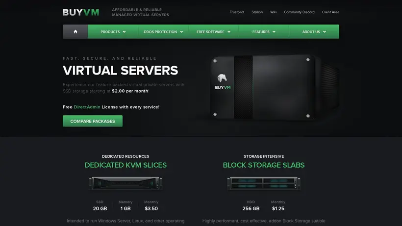 BuyVM homepage screenshot