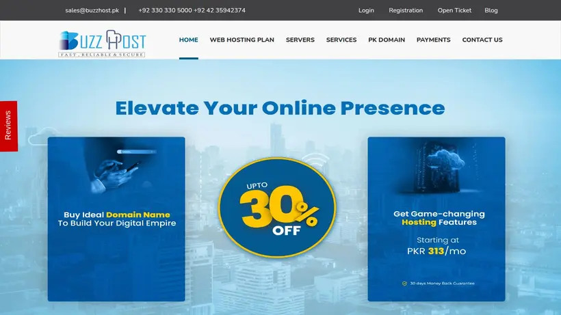 BuzzHost homepage screenshot