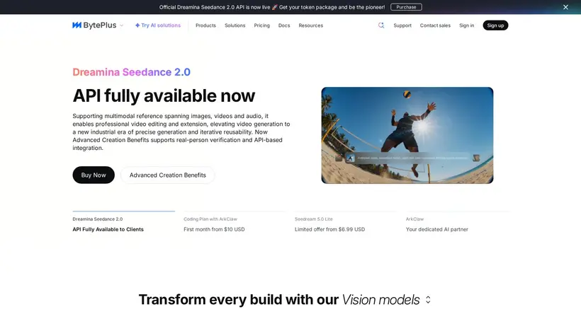 BytePlus homepage screenshot