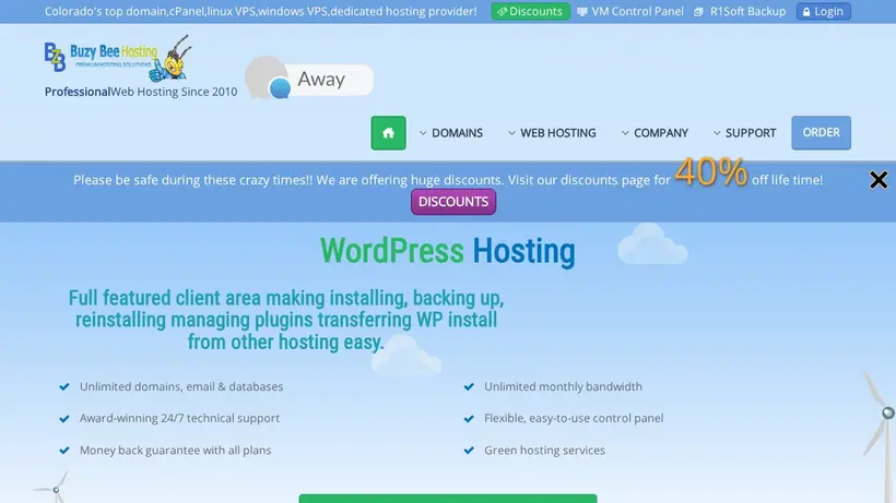 Buzy Bee Hosting homepage screenshot