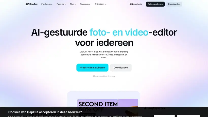 Capcut homepage screenshot