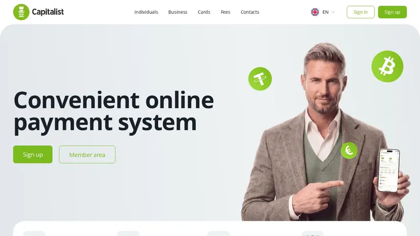 Capitalist homepage screenshot
