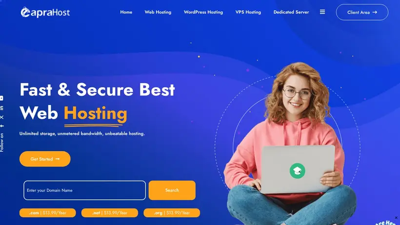 Capra Host homepage screenshot